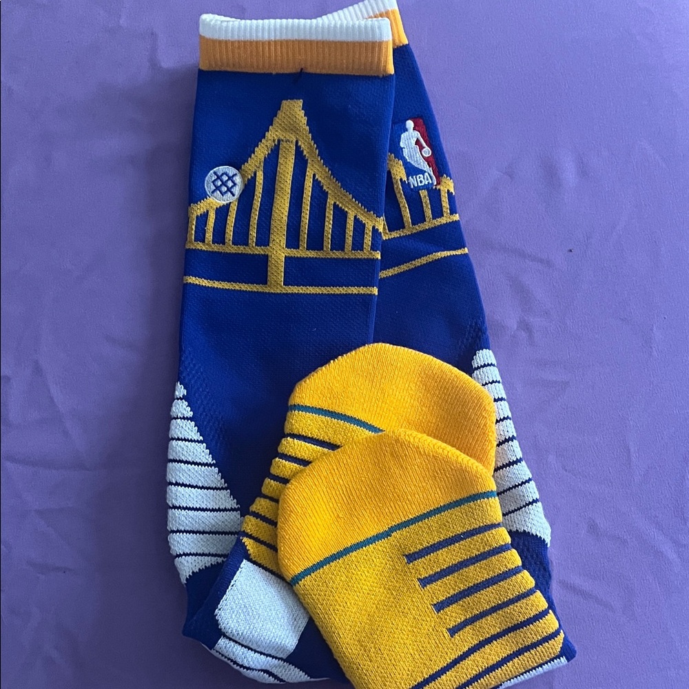 NBA Golden State Warriors. Bridge Blue and Yellow Crew Socks. NWOT